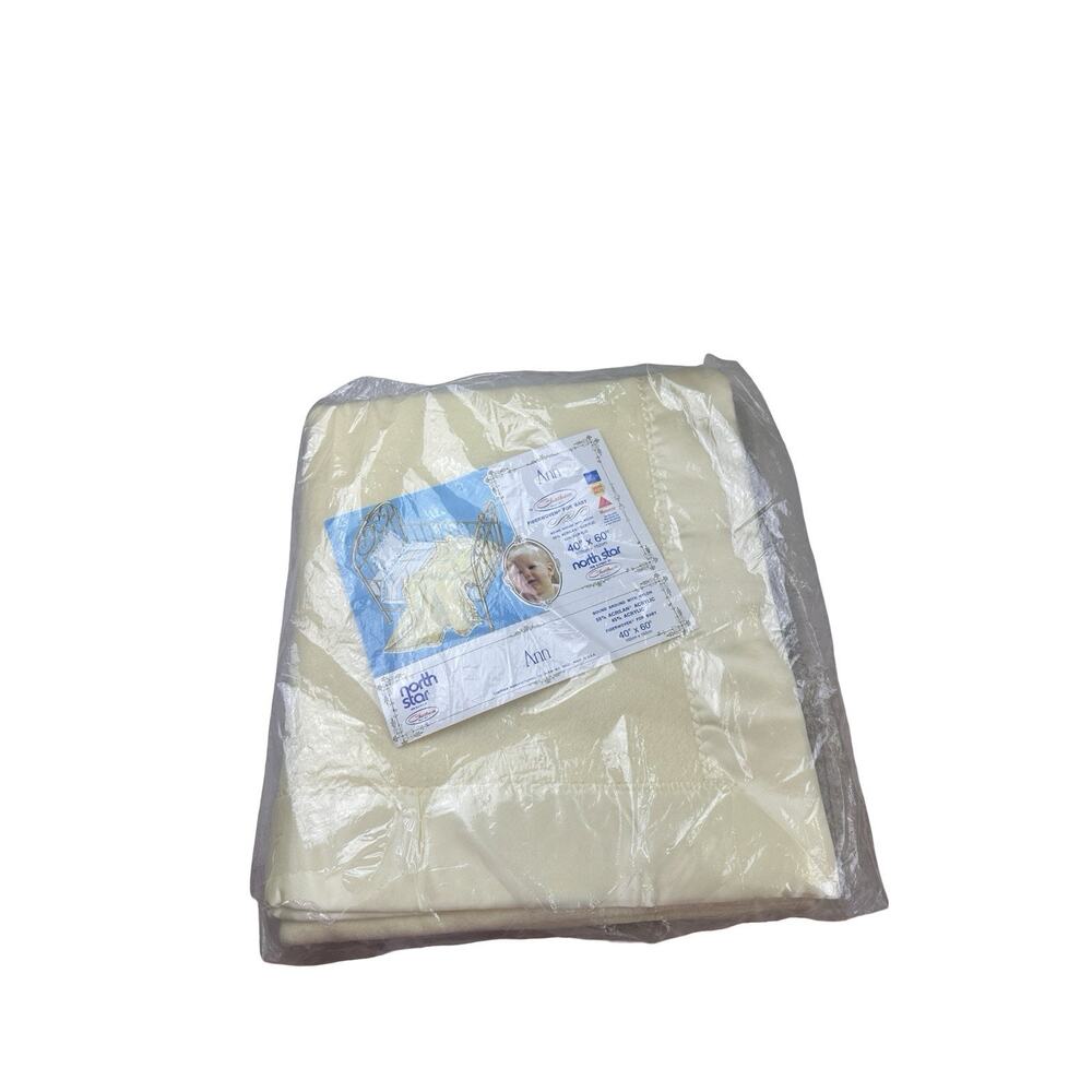Chatham North Star Ann Baby Blanket Satin Trim 40x60 Vintage Soft Yellow Nursery